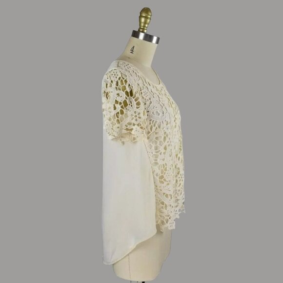 SUNDAY IN BROOKLYN CROCHET LACE OVERLAY IVORY BLOUSE - Picture 4 of 7